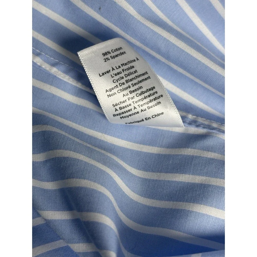 Talbots Shirt Women’s 6 Blue White Striped Slvless Button Collared 100 % Cotton - Picture 7 of 8